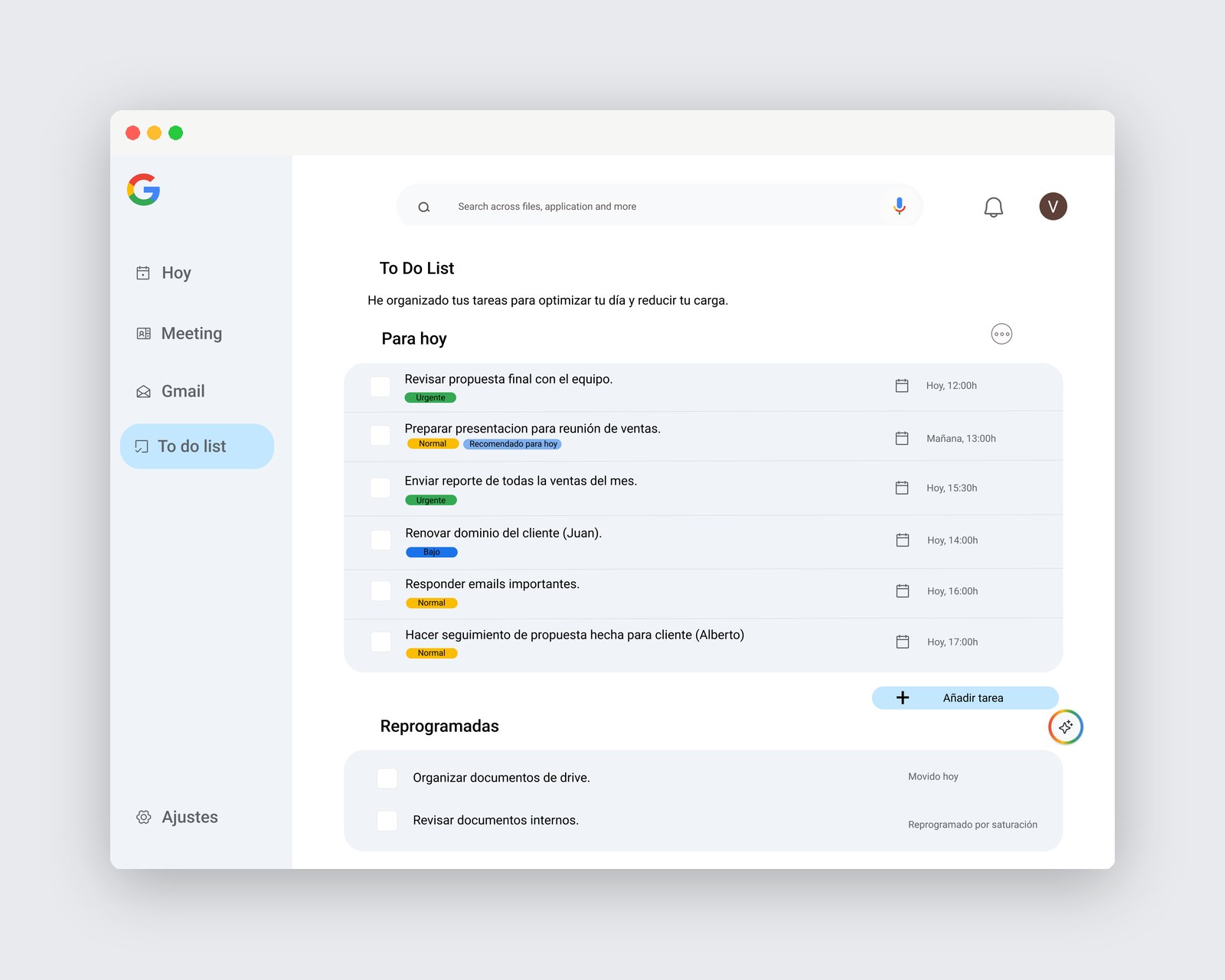 Google Workspace AI dashboard concept